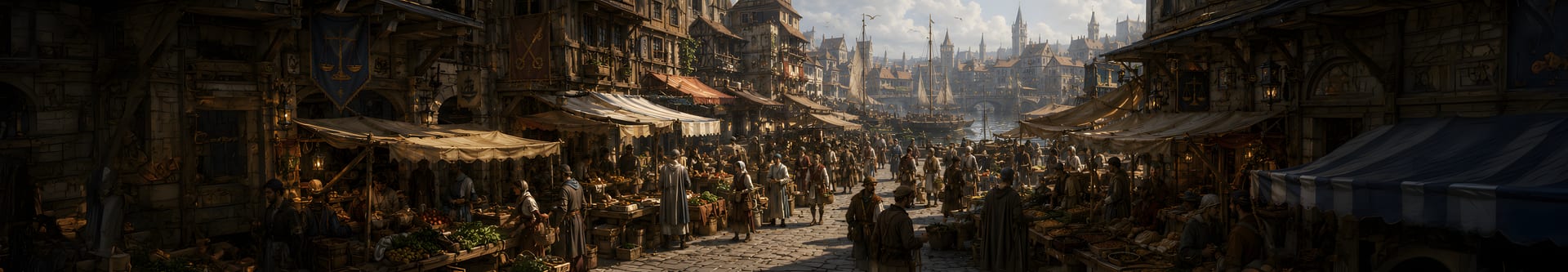 The crowded Market descending towards Nordheim's harbour